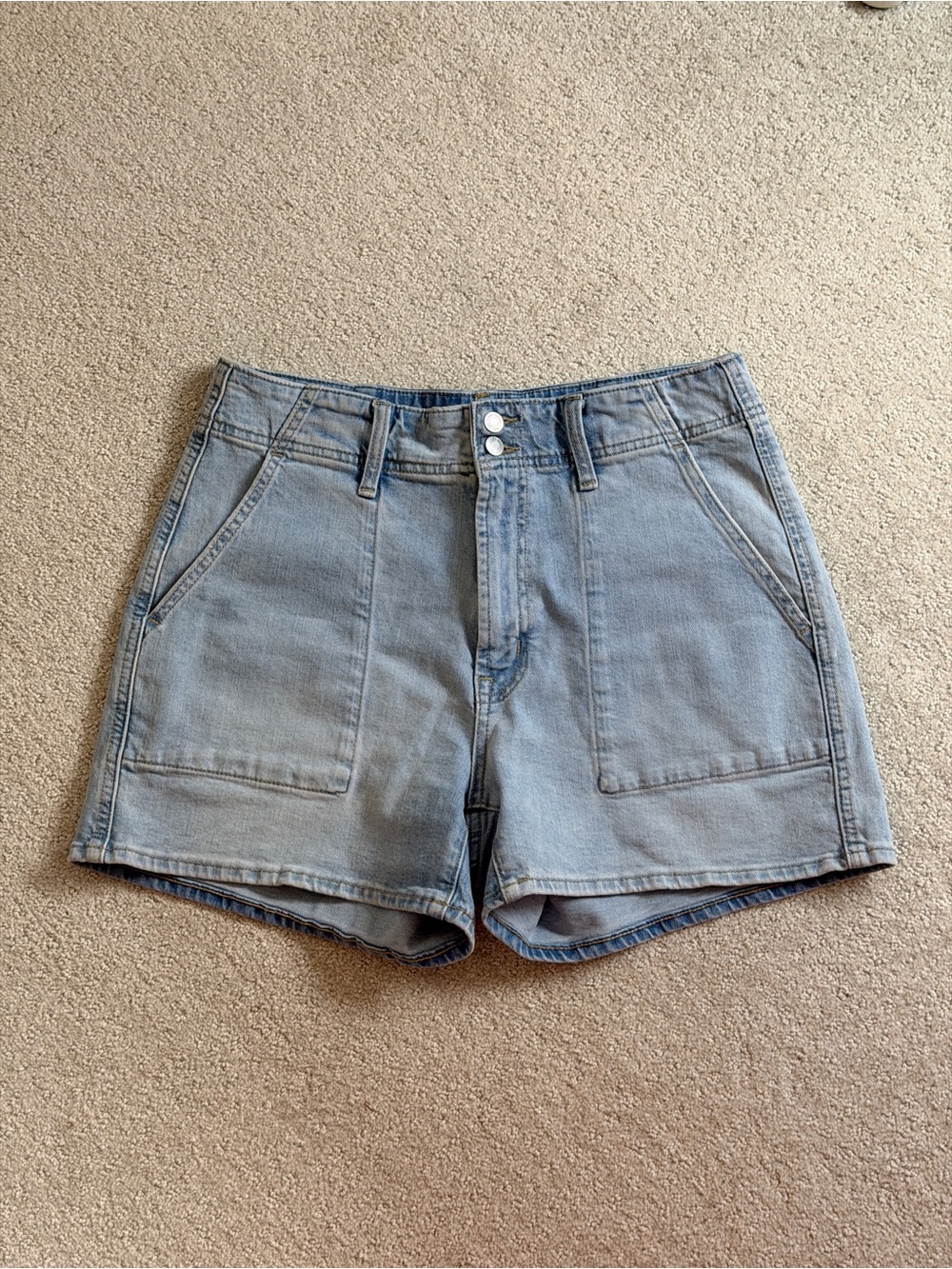 GAP Light Blue High-Rise Denim Shorts with Patch Pockets